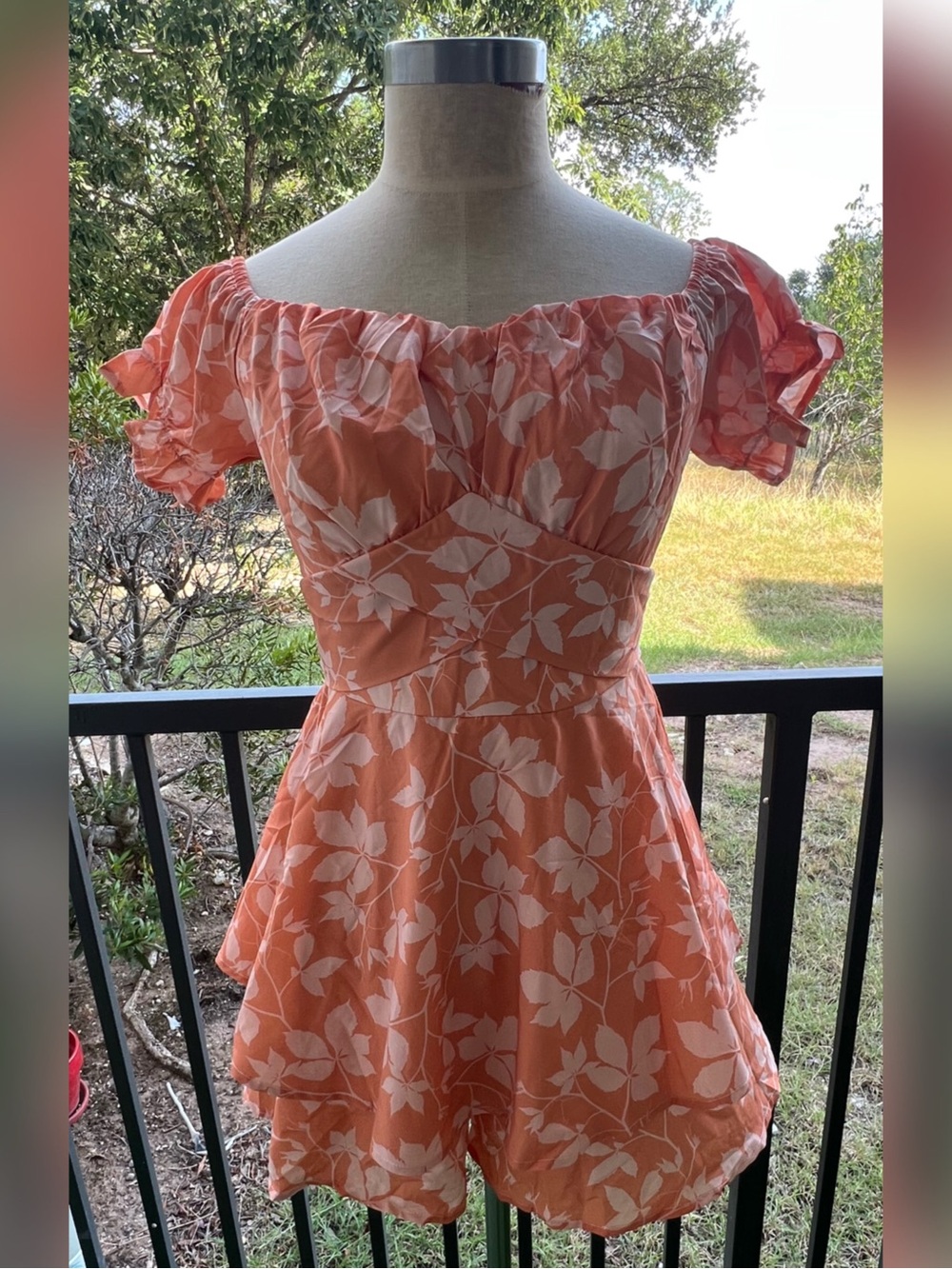 LYANER Off The Shoulder Tie Back Romper